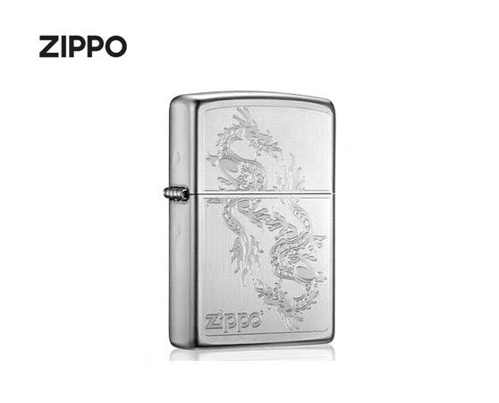 ZIPPO打火机之宝防风煤油锻纱镀铬-双龙会丨捷创电子